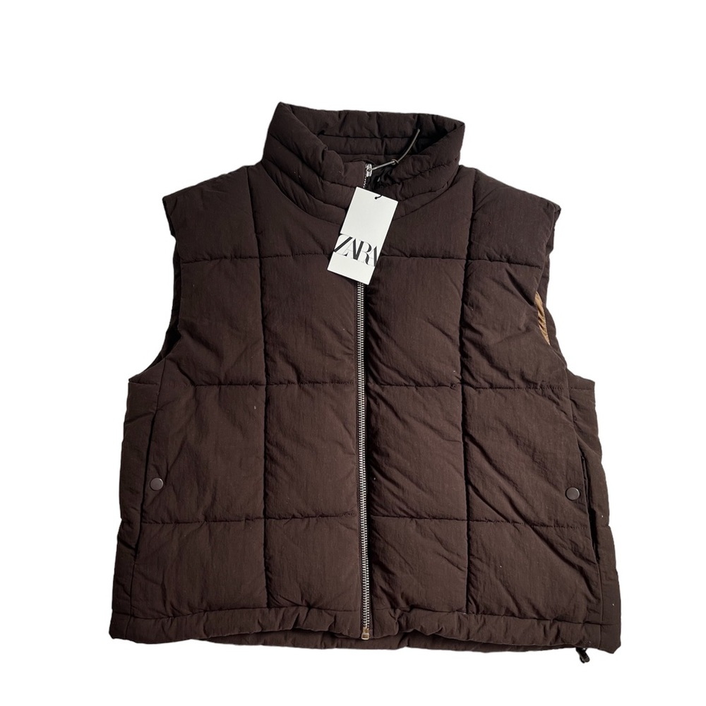 ZARA brown puffer vest